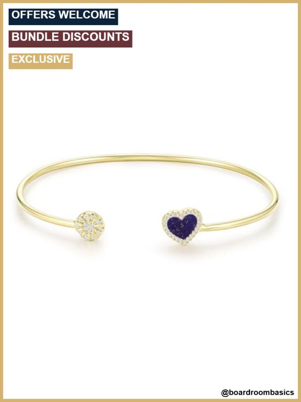 14K Gold Plated Cuff Bracelet Adjustable Heart Jewelry Gift for Women